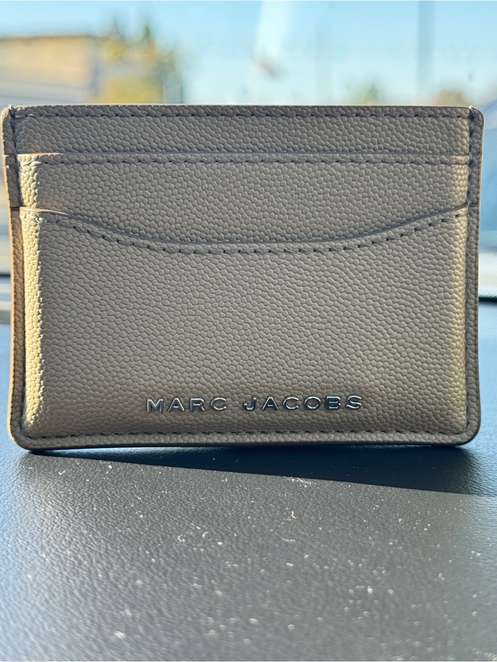 Marc Jacobs Taupe Textured Leather Card Holder